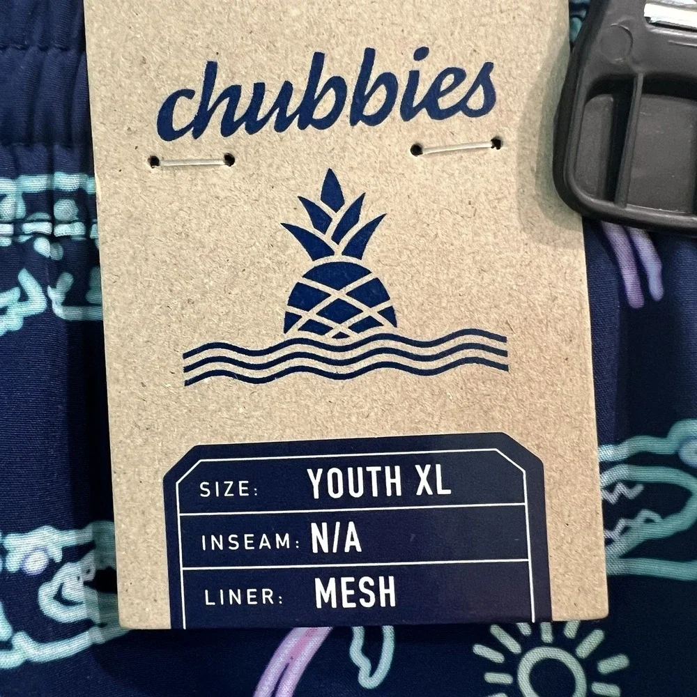 Chubbies Swim Trunks Youth XL 18-20 The Neon Glades NEW Lined Elastic Waist
